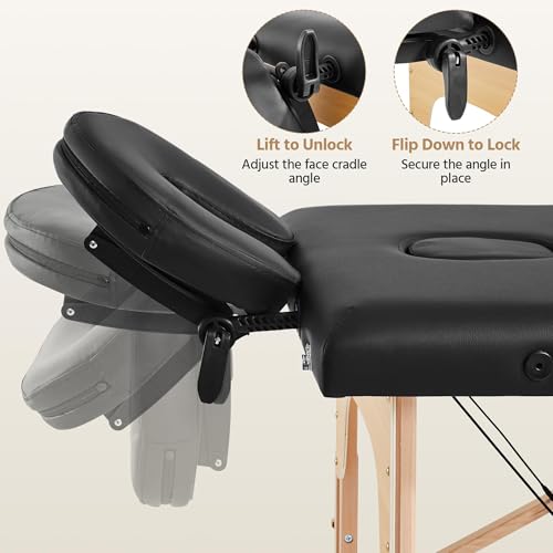 Yaheetech Portable Folding Massage Table, Height-Adjustable