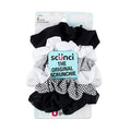 scunci, 6 pcs scrunchies, Black, Gray, White, 33459