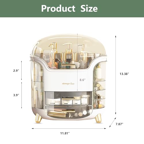 Large Makeup Organizer with Clear Acrylic Cover & 3-Layer Storage