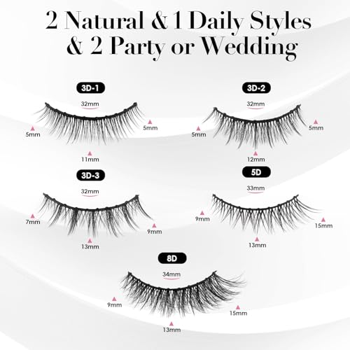 Magnetic Eyelashes Kit with Eyeliner & Applicator - 5 Pairs