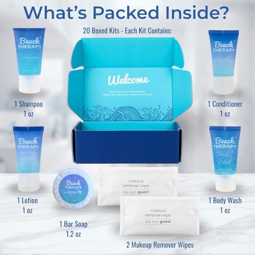 Beach Therapy Hotel Amenity Kit Box - 20 Guest Toiletry Sets