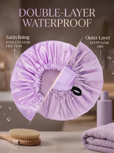 Aquior Adjustable Shower Cap XL - Waterproof Hair Bonnet