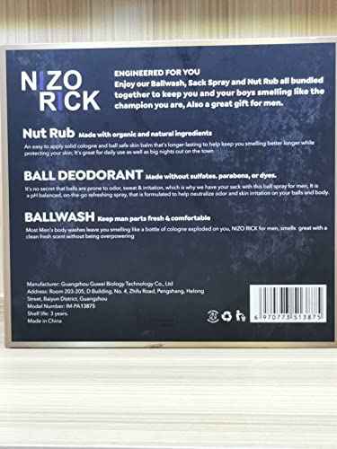 Ball Deodorant for Men, Mens Ball Wash Kit, Natural & Organic Ball Wash Lotion+Ball Deodorant Spray+Anti-Chafing Nut Balm Cream to Stay Fresh, Dry & Moisturized All Day