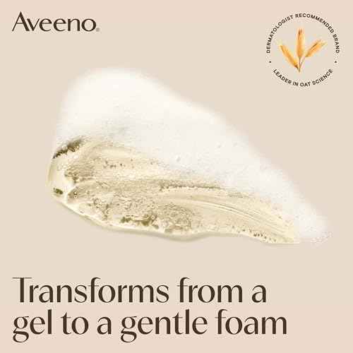 Aveeno Calm + Restore Foaming Cleanser for Sensitive Skin, Daily Face Wash Gently Removes Makeup & Cleanses Skin with Soothing Oat, Feverfew & Hyaluronic Acid, Fragrance-Free, 7.8 fl. oz