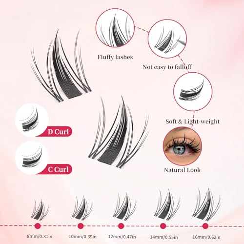 Manga Lash Clusters Kit-Eyelash Clusters.Wispy Lash Clusters Kit. Lash Clusters.Pro Lash. False Eyelashes & Adhesives. Diy Lash Extension Kit(Fairy kit 120pcs)
