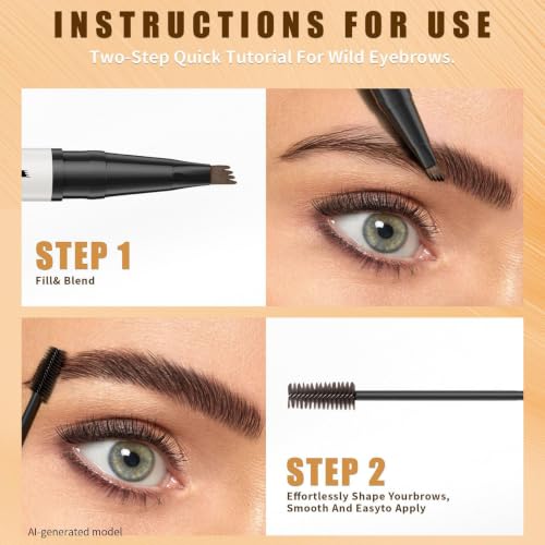 4-Fork Microblading Eyebrow Pen - Waterproof 2-in-1 Brow Pencil