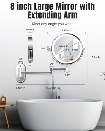 8" Double Sided Magnifying Makeup Mirror with LED Light 30X/1X
