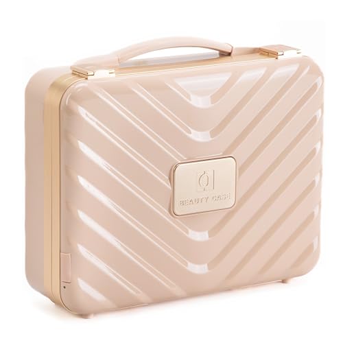 Makeup Case with LED Lighted Mirror, 11.5''x 8.7'' Portable Travel Makeup Organizer, Toiletry Storage Makeup Bag Gift for Lady, DIY Dividers Makeup Box with 5X Magnifying Mirror (Pink)