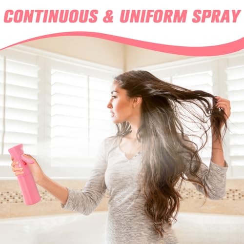 200ml Fine Mist Spray Bottle, Refillable Continuous Sprayer (Pink, 2-Pack)