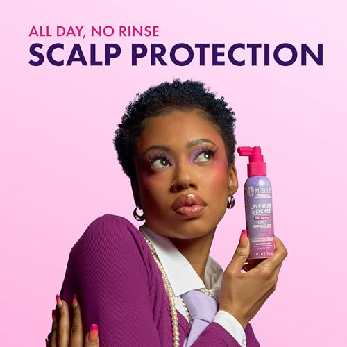 Mielle Lavender Lychee Scalp Refresher with Pyrithione Zinc 0.1% – No-Rinse Dandruff Treatment 4 fl oz