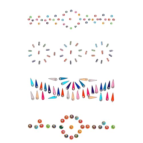 Crystal Bindi Stickers - Pack of 8 Multicolored Forehead Bindis