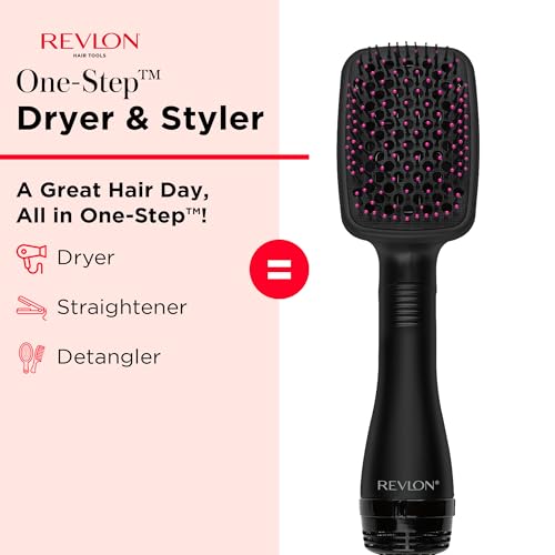 REVLON One-Step Hair Dryer and Styler Brush - Ionic Straightener, Black
