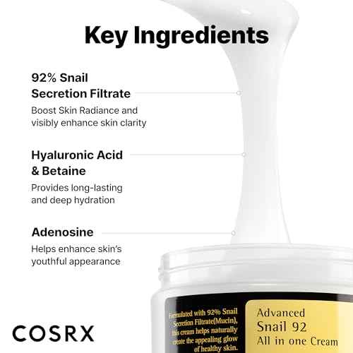 COSRX Snail Mucin 92% Face Moisturizer, 3.52 Oz, Lightweight Moisturing Cream for Soft, Glowy Skin, Korean Skin Care, Korean Moisturizer Face Cream, Stocking Stuffers for Women