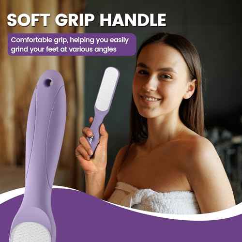 BEZOX Glass Foot File Callus Remover for Feet(1 PCS) - Foot Scrubber for Silky Smooth Heels & Dead Skin Removal | Professional Pedicure Heel File, Washable Foot Scraper - Purple