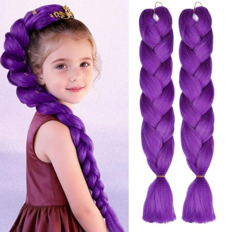 24-Inch Purple Braiding Hair Extensions - 2 Packs Jumbo Prestretched
