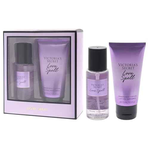 Victorias Secret Love Spell Set for Women - 2 Pc Mini Gift Set 2.5oz Fragrance Mist, 2.5oz Fragrance Lotion