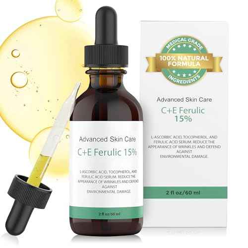 Vitamin C Face Serum with Vitamin E and Ferulic Acid | CE Ferulic 15% with Hyaluronic Acid (Compare to Skin Ceut.) | 2oz, Anti Aging and Wrinkle Serum for Face