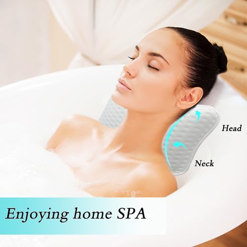 Bath Pillow with Suction Cups - Neck Support for Tub