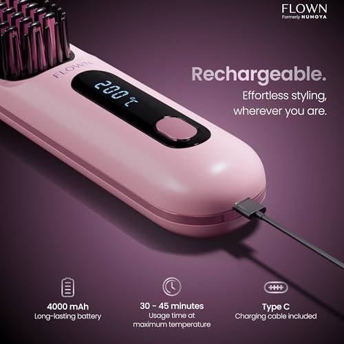 Flown Go Brush PRO - Cordless Heat Brush with USB-C Charger