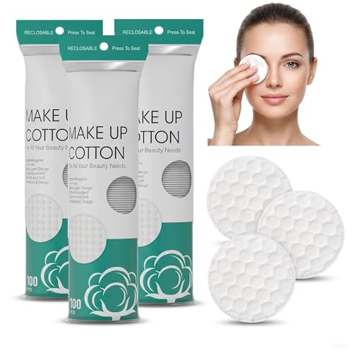 300 Cotton Rounds - Lint-Free, Soft Makeup Remover Pads