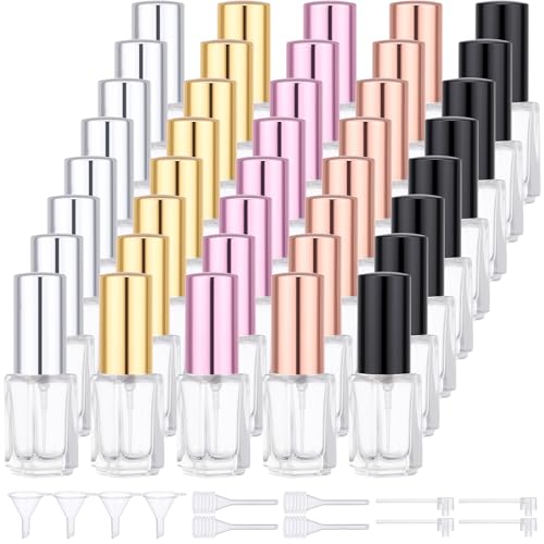 Segbeauty 40pcs 0.1oz Mini Spray Bottle Empty, Perfume Travel Refillable Atomizer Sprayer, Bulk Perfume Atomizer with Transfer Tool, 3ml Small Fine Mist Travel Cologne Sprayer Bottle Fragrance