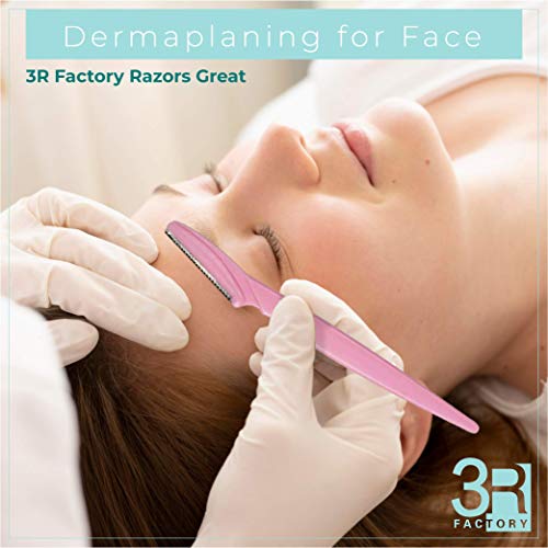 Facial Hair Removal for Women - 3R Factory Ladies Face Razor for Peach Fuzz, Lady Shavers for Womens, Eyebrow, Facial & Neck. Come with Safety Cover (Packs of 6)