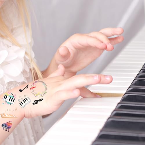 430 PCS Piano Notes Tattoos Temporary Stickers Piano Notes Theme Party Supplies Decorations Music Birthday Goodie Bag Stuffers Favors Prize(30 Sheets)