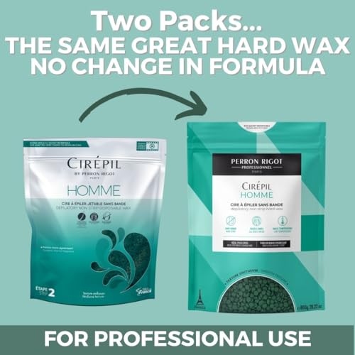 Cirepil - Homme - 800g / 28.22 oz Hard Wax Beads Bag - Strong Grip for Men¡¯s Coarse Hair - Effective Manscaping for Back, Chest & Shoulders - Fresh Marine Scent - Low Temp Refill Bag