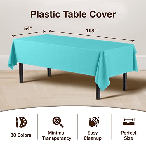 Exquisite 6-Pack Premium Plastic Tablecloth 84in. Round Plastic Table Cover - Orange