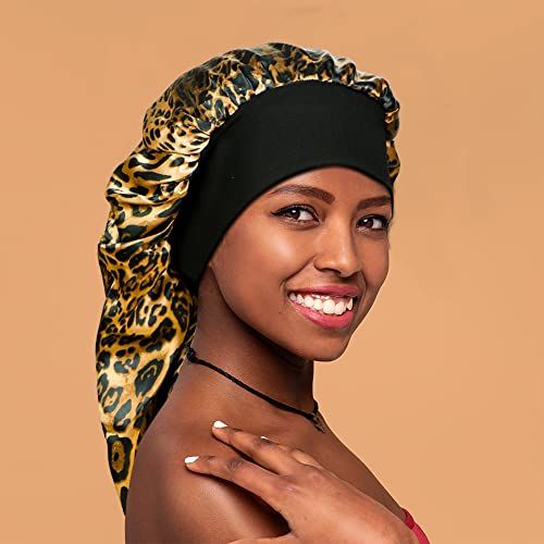 Long Satin Sleep Bonnet for Curly Hair Dreadlocks & Braids - 2 Pack