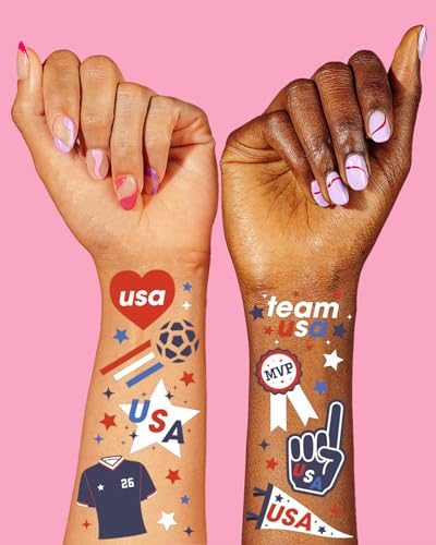 Soccer USA Temporary Tattoos - 2 Sheets, Patriotic