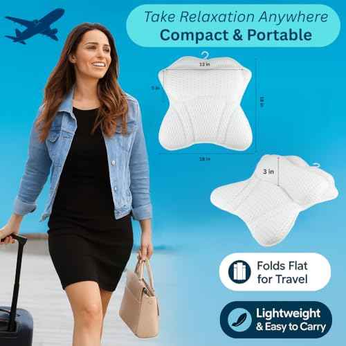 Bath Pillow, Luxury Bathtub Pillow, Extra Soft Bath Pillows for Tub Back Neck and Head Support, Non-Slip Suction, Spa Gifts for Women, 4D Air Mesh Cushion