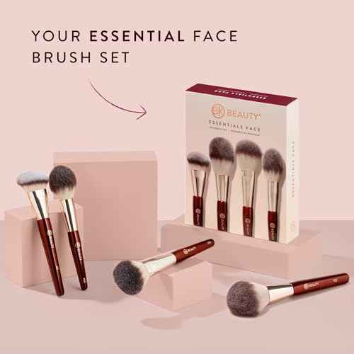 BK BEAUTY - ESSENTIALS FACE BRUSH SET (4PC) - Professional Makeup Brush Set for Liquid or Cream Foundations, Powder, Bronzer, Blush | Premium Makeup Brushes for Flawless Application