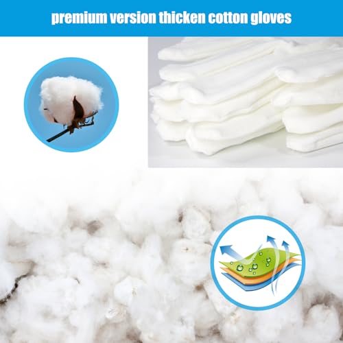 FourSeas White Cotton Moisturizing Gloves for Overnight Care - 7 Pairs