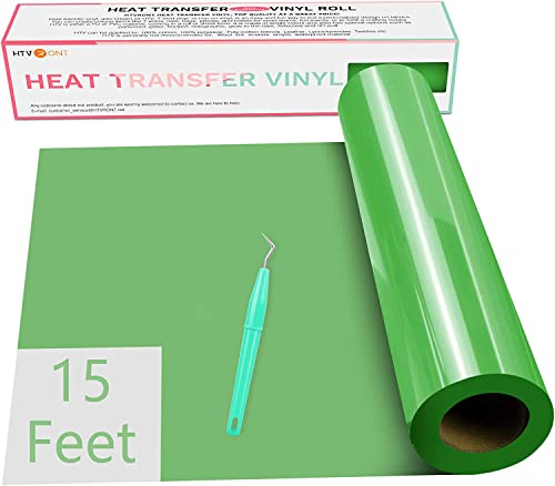 HTVRONT htv Vinyl Rolls Heat Transfer Vinyl - 12" x 15ft for Shirts, Iron on Vinyl for All Cutter Machine - Easy to Cut & Weed for Heat Vinyl Design (Apple Green)