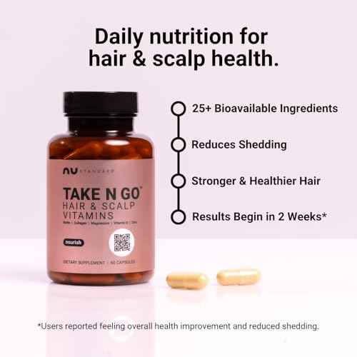 NU Standard TAKE N GO - Hair & Scalp Vitamins - Hair Growth Supplements for Women with 25+ Bioavailable Nutrients, Supports Reduced Shedding & Supports Thicker, Healthier-Looking Hair - 30-Day Supply