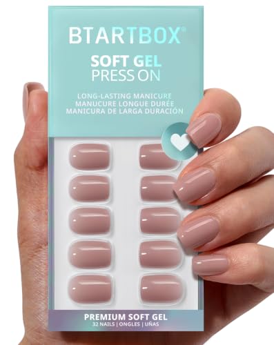 BTArtbox Press On Nails Short Square Nude 32Pcs Full Kit - 04-Clay Kiss