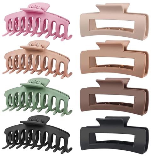 TOCESS Large Hair Claw Clips 8 Pack - 4.33" Strong Hold