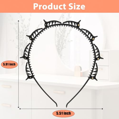 Braided Bangs Headband with Clips - 2 Pack for All Hair Types
