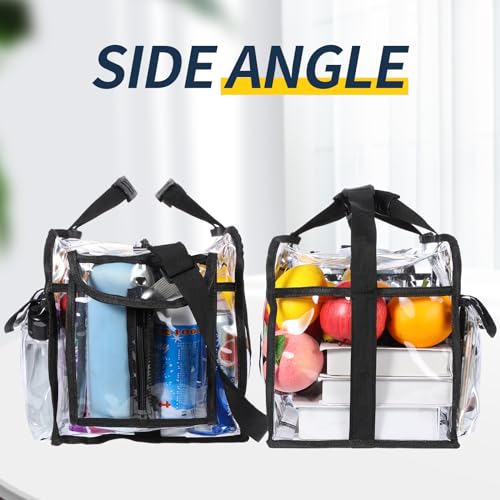 Abbylike 2 Pcs Large Professional Clear PVC Travel Makeup Bag with 4 External Pockets and Shoulder Strap Zippered Toiletry Bags for Women(Black)