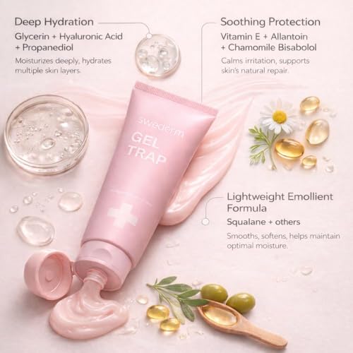 swederm Body Lotion for Women for Extremely Dry Skin - Glycerin Lightweight Moisturizer with Hyaluronic Acid - Vitamin E Hydrating Gel - Fast Absorbing Non-Greasy Formula - 6.8 fl oz