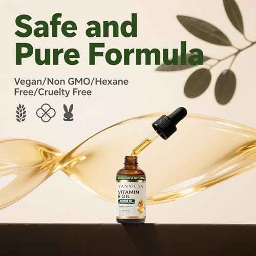 Vitamin E Oil, 80,000 IU Pure Organic Vitamin E Oil for Skin, Scars, Face & Body, Moisturizing Care for Hair, Nail & Scalp, Bath & Body, Hydrating Dry Skin, Wrinkles, Easy Absorption, 2 Fl Oz