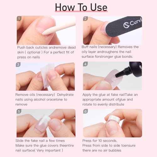 CurvLife Nail Tips Semi Solid Nail Glue 2g (5pcs) - Super Strong, Soft Glue Gel Quick Drying Adhesive for Press On Nails, No UV Light Needed