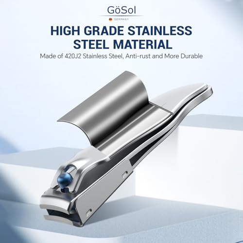Large Stainless Steel Nail Clipper with Anti-Splash Catcher - Ultra Sharp, GÖSOL