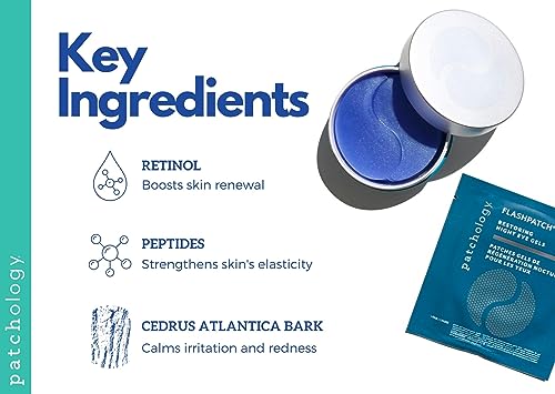 Patchology Restoring Night Eye Patches - Retinol & Peptides, 30pk