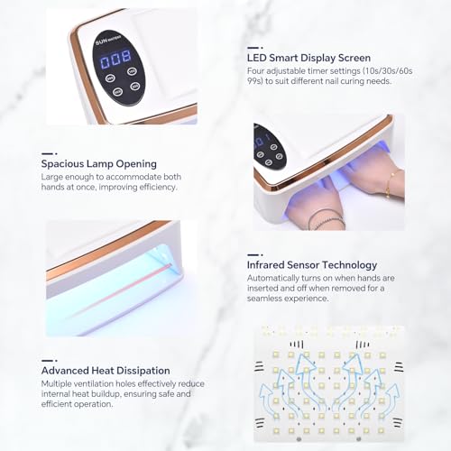 KADS 380W UV LED Nail Lamp with Built-in Hand Cushion & Free Pink Gloves ? Professional Gel Nail Dryer for Fast Curing, Salon-Quality Manicure & Pedicure at Home