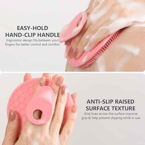 Silicone Body and Face Scrubber Set 5 Pack, BEAUTAIL Shower Bath Scrubber, Gentle Exfoliating Brush for Women Men Sensitive Skin, More Hygienic Than Traditional Loofah, Long Lasting, Black+Pink+Green