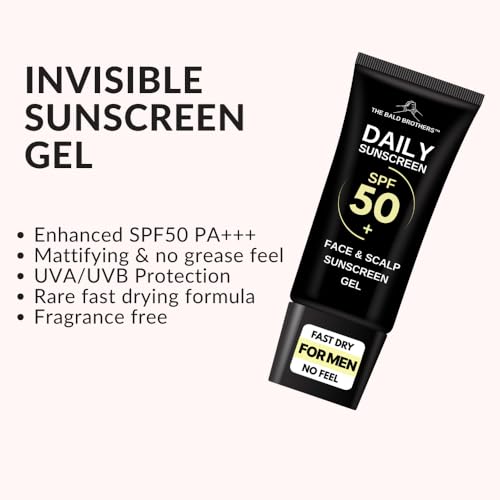 Bald Head Care for Men | Everyday Face & Scalp Care | Matte, No Grease, Vegan | Daily Scalp Sunscreen Fragrance Free - SPF 50+