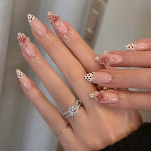 French Tip Press On Nails Almond Medium 24pcs