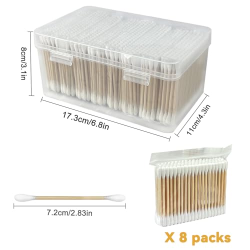 Garrelett 800 ct Bamboo Cotton Swabs, Double-Tipped, Organic Bamboo Sticks, Round Storage Case Included